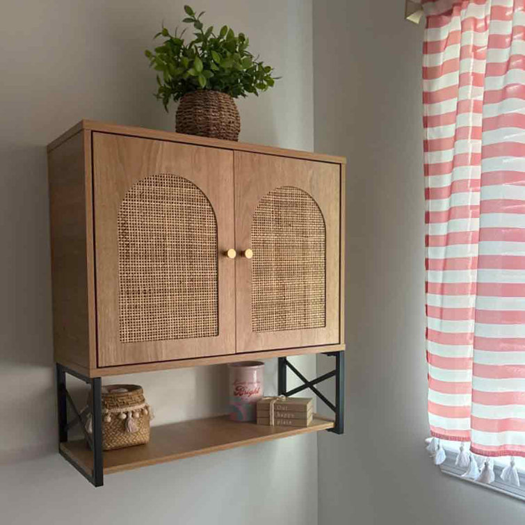 Bay Isle Home Rattan Bathroom Wall With Double Doors, Boho